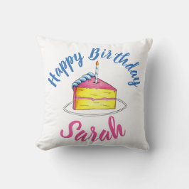 Happy Birthday roze Cake Slice Candle Party Favor Kussen