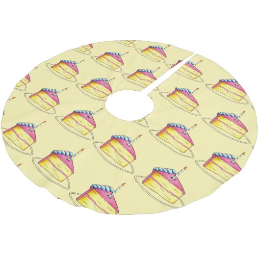 Happy Birthday roze Cake Slice Candle Party Kerstboom Rok (Gekanteld)