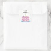 Happy Birthday Roze Cake Square Sticker (Tas)