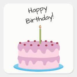 Happy Birthday Roze Cake Square Sticker