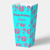 Happy Birthday roze crème donuts blauw Bedankdoosjes (Voorkant)