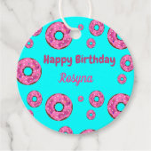 Happy Birthday roze crème donuts blauw Bedankjes Labels (Voorkant)