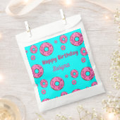 Happy Birthday roze crème donuts blauw Bedankzakje (Geknipt)