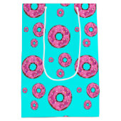 Happy Birthday roze crème donuts blauw Medium Cadeauzakje (Achterkant)