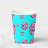Happy Birthday roze crème donuts blauw Papieren Bekers (Achterkant)