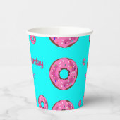Happy Birthday roze crème donuts blauw Papieren Bekers (Links)