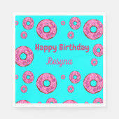 Happy Birthday roze crème donuts blauw Servet (Voorkant)