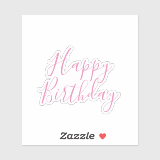 Happy Birthday Roze Custom Kleur Eenvoudig Schatti Sticker (Vel)