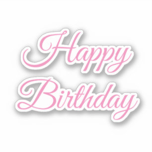 Happy Birthday Roze Custom Kleur Trendy Schattige  Sticker