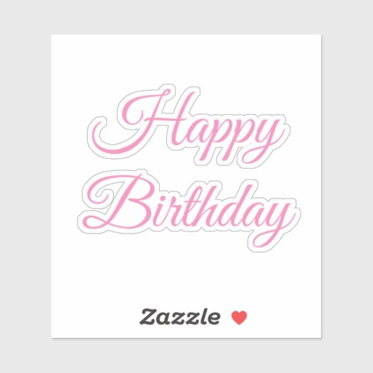 Happy Birthday Roze Custom Kleur Trendy Schattige Sticker (Vel)