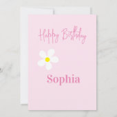 Happy Birthday Roze Daisy Eenvoudige Kaart (Achterkant)