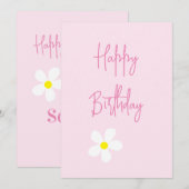 Happy Birthday Roze Daisy Eenvoudige Kaart (Voorkant / Achterkant)