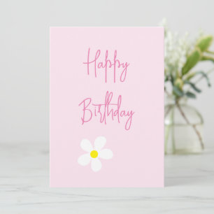 Happy Birthday Roze Daisy Eenvoudige Kaart