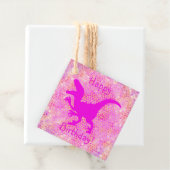 Happy Birthday roze dinosaur Huid Bedankjes Labels (In situ)