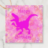 Happy Birthday roze dinosaur Huid Bedankjes Labels (Voorkant)