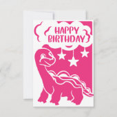Happy Birthday roze Dinosaur Wenskaart Bedankkaart (Voorkant)