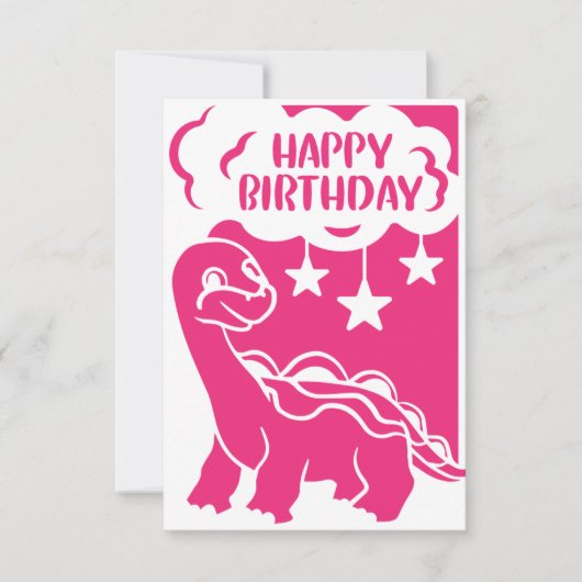 Happy Birthday roze Dinosaur Wenskaart Bedankkaart (Voorkant)