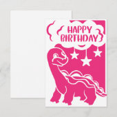 Happy Birthday roze Dinosaur Wenskaart Bedankkaart (Voorkant / Achterkant)