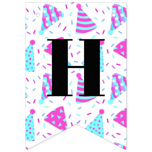 Happy Birthday Roze en Blue Party Petten Vlaggetjes (Tweede vlag)