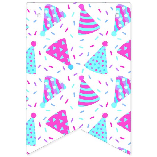 Happy Birthday Roze en Blue Party Petten Vlaggetjes (Eerste vlag)