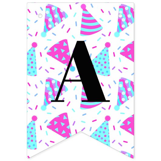 Happy Birthday Roze en Blue Party Petten Vlaggetjes (Derde vlag)