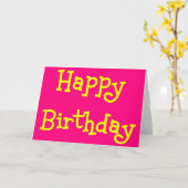 Happy Birthday roze en gele leuke kaart (Gele Bloem)