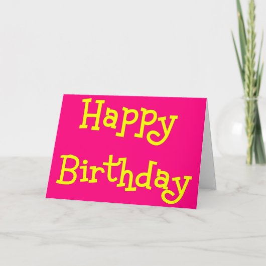 Happy Birthday roze en gele leuke kaart (Voorkant)