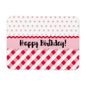 Happy Birthday roze en White Polka Dot Gift Magneet (Horizontaal)