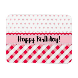 Happy Birthday roze en White Polka Dot Gift Magneet