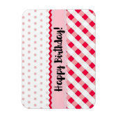 Happy Birthday roze en White Polka Dot Gift Magneet (Verticaal)