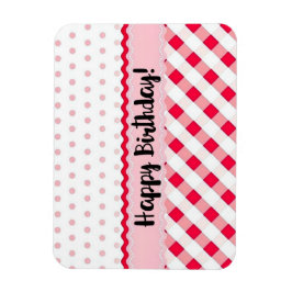 Happy Birthday roze en White Polka Dot Gift Magneet