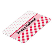 Happy Birthday roze en White Polka Dot Gift Magneet (Linkerzijde)