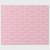 Happy Birthday Roze en White Wrapping Paper Cadeaupapier (Vlak)