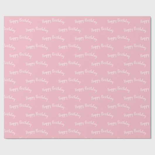 Happy Birthday Roze en White Wrapping Paper Cadeaupapier (Vlak)