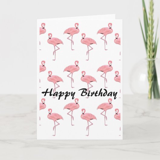 Happy Birthday Roze Flamingo patroon Kaart (Voorkant)