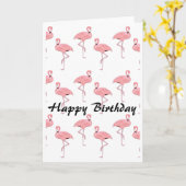 Happy Birthday Roze Flamingo patroon Kaart (Gele Bloem)