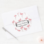 Happy Birthday Roze Flamingo patroon Ronde Sticker (Envelop)