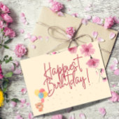 Happy Birthday Roze floral Kaart, Verjaardagskaart Bedankkaart