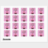 Happy Birthday Roze Glitter Cupcake Stickers (Vel)