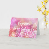 Happy Birthday - Roze Glitter en Glamor Kaart (Gele Bloem)