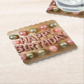Happy Birthday Roze Goud Onderzetter Set (Gebogen)