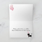 Happy Birthday Roze Heart Eiffel Tower Cat Kaart (Binnen)