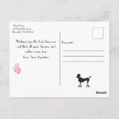 Happy Birthday roze Heart Eiffel Tower Poodle Briefkaart (Achterkant)