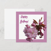 Happy Birthday roze kersenbloesem bloemen Feestdagenkaart (Voorkant / Achterkant)