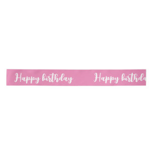 "Happy Birthday" roze kleur Satijnen Lint