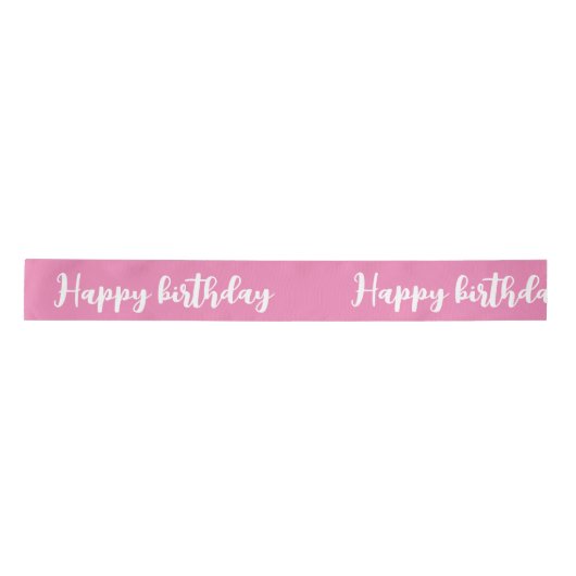 "Happy Birthday" roze kleur Satijnen Lint (Voorkant)
