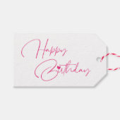 Happy Birthday roze moderne kalligrafie Eenvoudig Cadeaulabel (Voorkant (Horizontaal))
