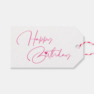 Happy Birthday roze moderne kalligrafie Eenvoudig Cadeaulabel