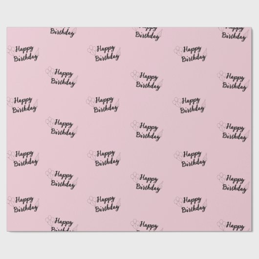 Happy Birthday roze omslagpapier Cadeaupapier (Vlak)