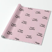 Happy Birthday roze omslagpapier Cadeaupapier (Uitgerold)